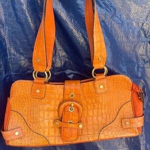 Y2K Wilson leather Elegant Orange Crocodile-Embossed Handbag
